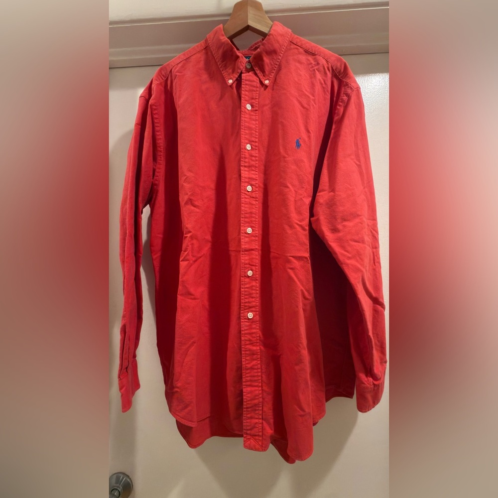 Polo Ralph Lauren Vintage Men's Long Sleeve Button-Down Shirt in Muted Red Twill